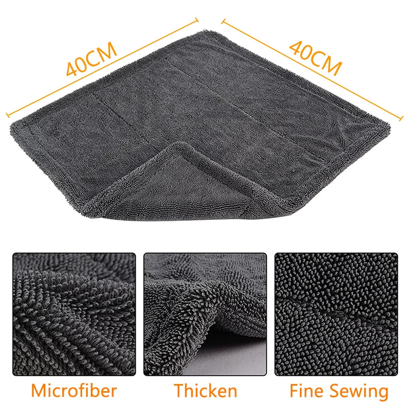 Microfiber Car Wash Towel Double-Twist Pile Car Cleaning Drying Cloth Super Absorbent Car Care Cloth Auto Detailing Waxing Towel