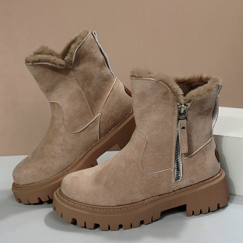 Dicke Plüsch-Schneestiefel für Damen, Wildlederimitat, rutschfeste Winterschuhe