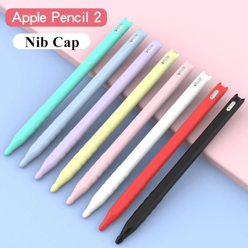 Cute Cat Soft Silicone Case for Apple Pencil 2 Pen Case Ipad Stylus Anti-drop And Non-slip Protective Shell Cover Accessories