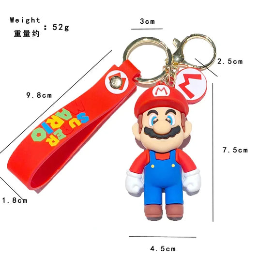 3D Super Mario Bros PVC Action Figure Toys Dolls Keychain Accesorios Luigi Yoshi Donkey Kong Mushroom for Kids Birthday Gifts