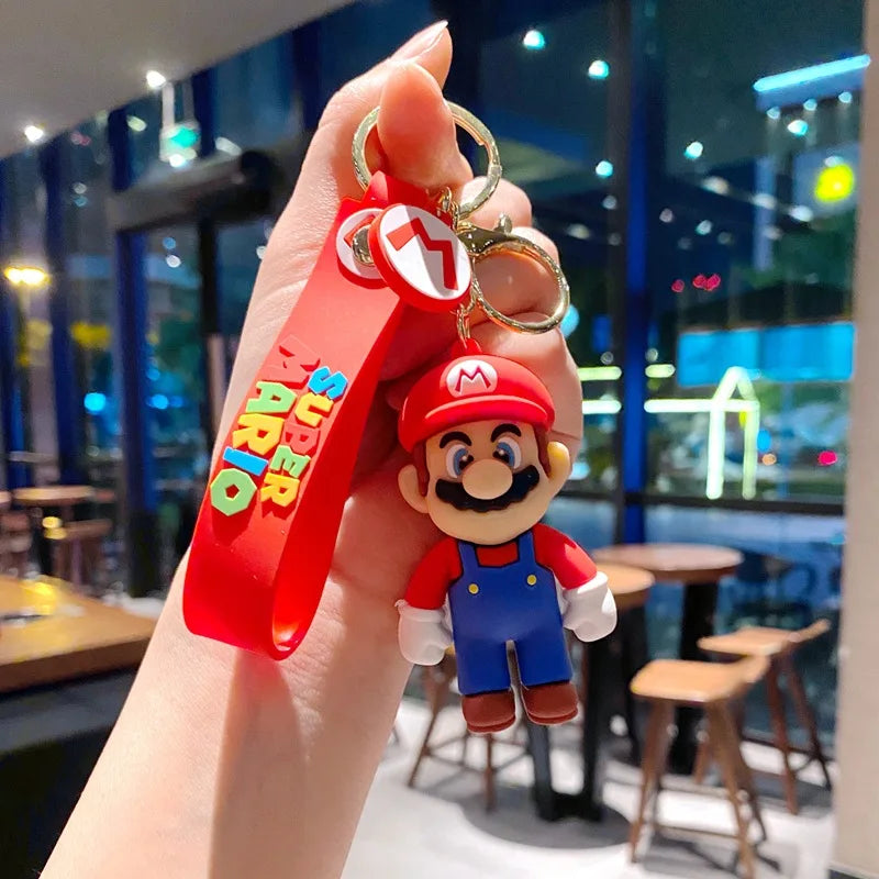 3D Super Mario Bros PVC Action Figure Toys Dolls Keychain Accesorios Luigi Yoshi Donkey Kong Mushroom for Kids Birthday Gifts