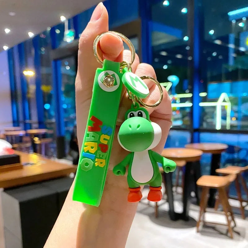 3D Super Mario Bros PVC Action Figure Toys Dolls Keychain Accesorios Luigi Yoshi Donkey Kong Mushroom for Kids Birthday Gifts