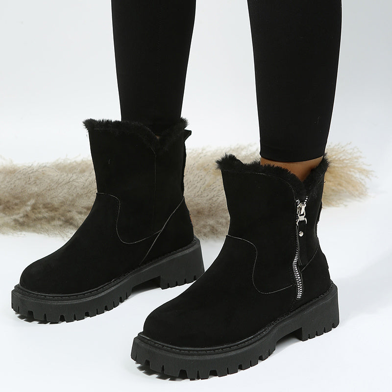 Dicke Plüsch-Schneestiefel für Damen, Wildlederimitat, rutschfeste Winterschuhe