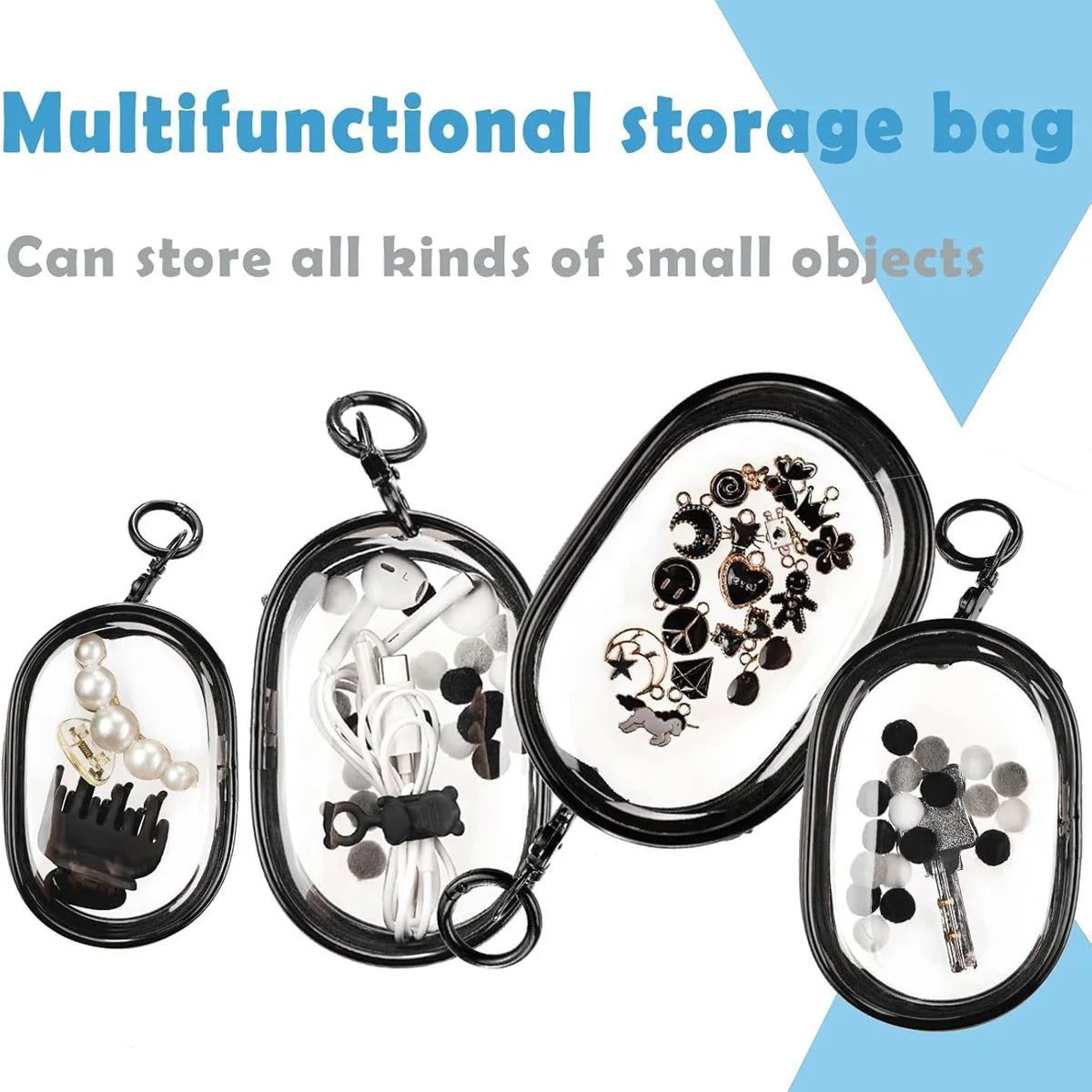 Multi Functional Storage Bag Transparent Data Cable Charger Storage Box Portable Zipper Dustproof Storage Box Small Doll Storage