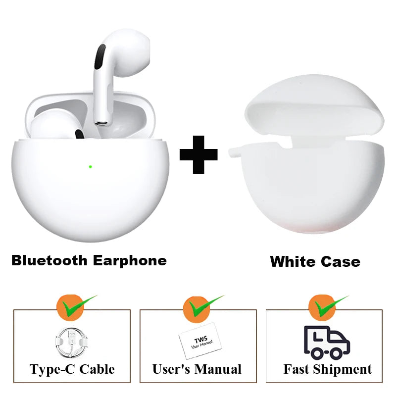 Pro 6 TWS Wireless Headphones with Mic Fone Bluetooth Earphones Sport Earbuds Running Pro6 Headset for Apple IPhone Xiaomi