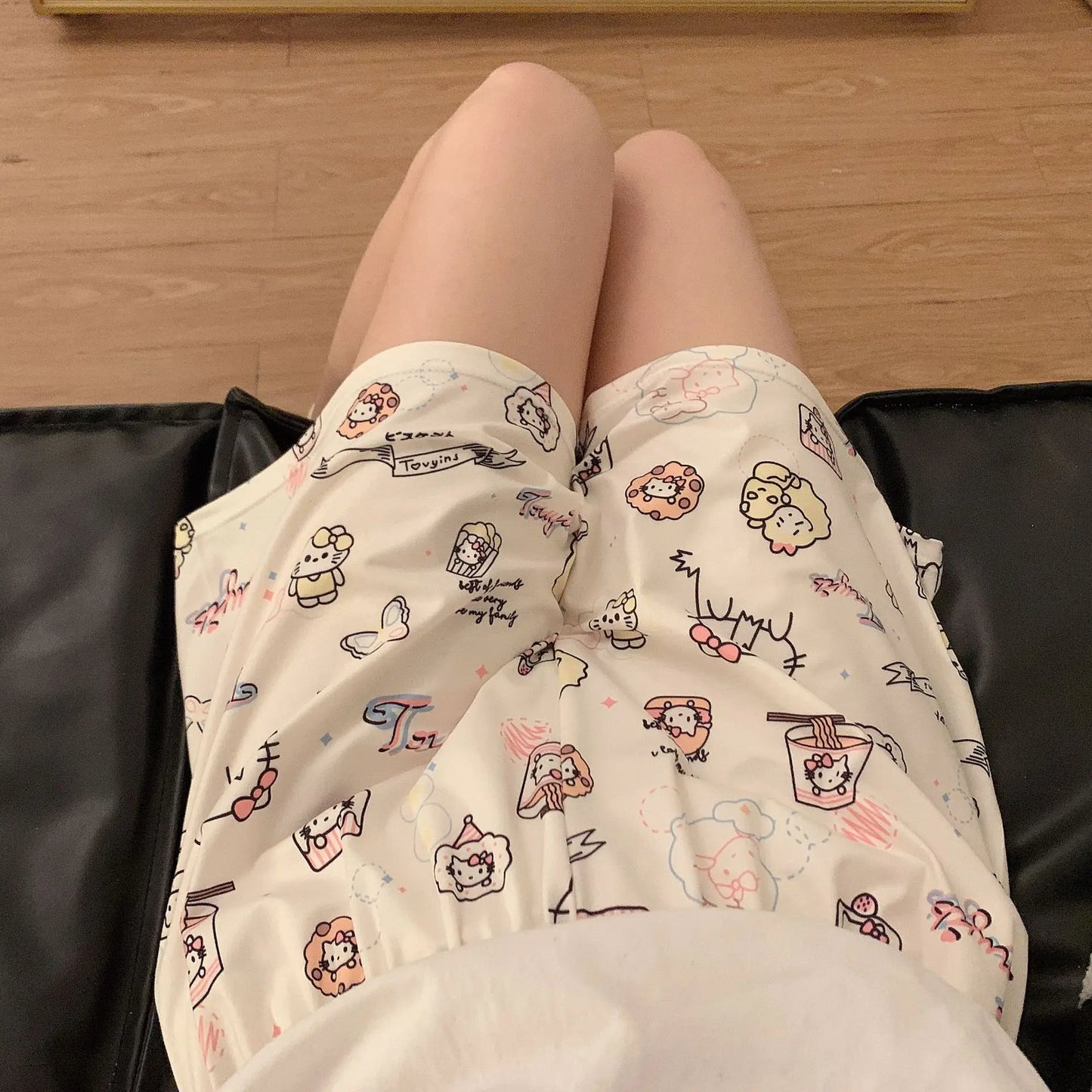 Sanrio Summer Cute Cartoon Home Pants Women's Casual Loose Shorts Can Be Weared New Style Home Kitty Pajamas