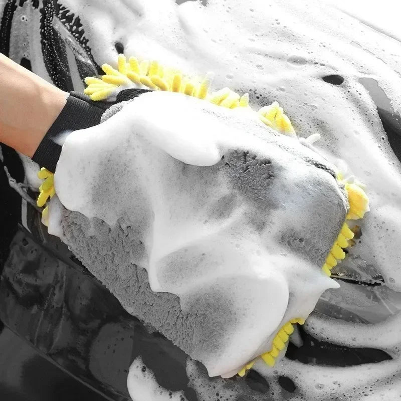 1/3/5pcs Microfiber Car Wash Mitt Waterproof Chenille Gloves Thick Car Cleaning Mitt Wax Detailing Auto Care Double-faced Glove