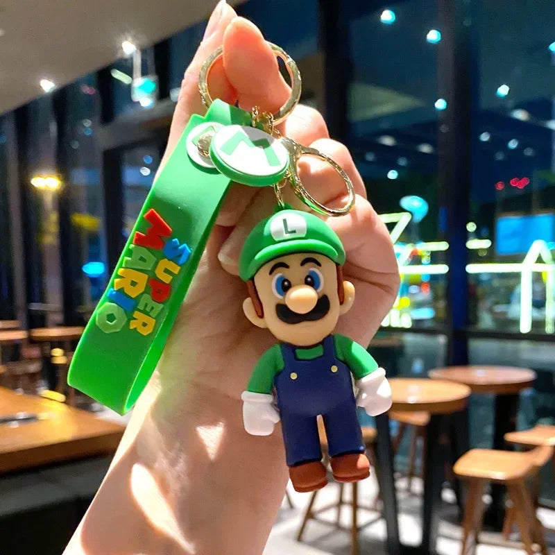 3D Super Mario Bros PVC Action Figure Toys Dolls Keychain Accesorios Luigi Yoshi Donkey Kong Mushroom for Kids Birthday Gifts