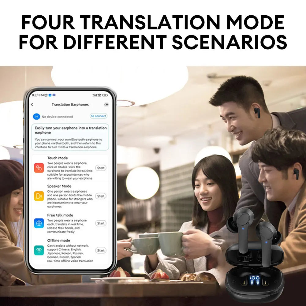 Smart Translate Ohrhörer Bluetooth-Kopfhörer Übersetzung Kopfhörer Sprachen Echtzeit Sprachübersetzer Business Wireless Headset 