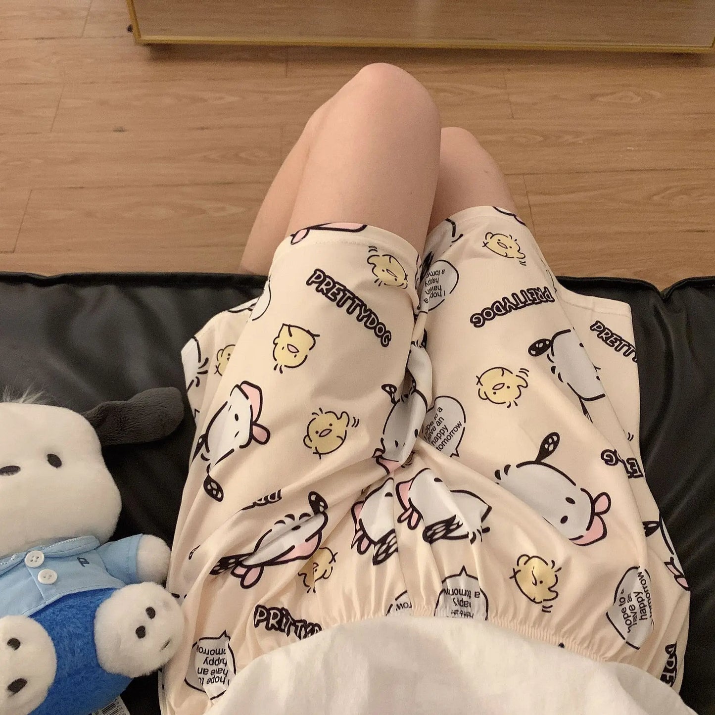 Sanrio Summer Cute Cartoon Home Pants Women's Casual Loose Shorts Can Be Weared New Style Home Kitty Pajamas