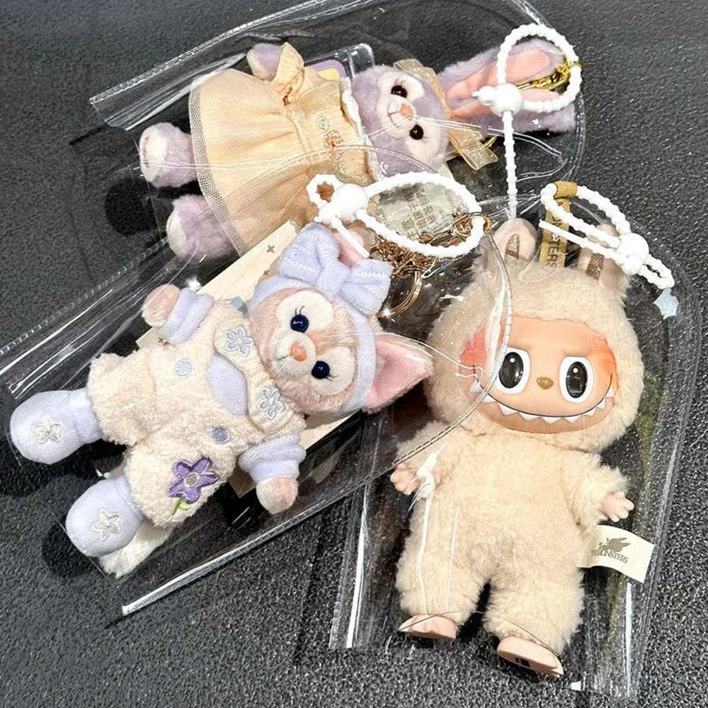 Hot Transparent Mystery Box Keychain Organizer Box Doll Storage Case Dust Bag Doll Raincoat Jacket Bag Pendent Storage Pouch PVC