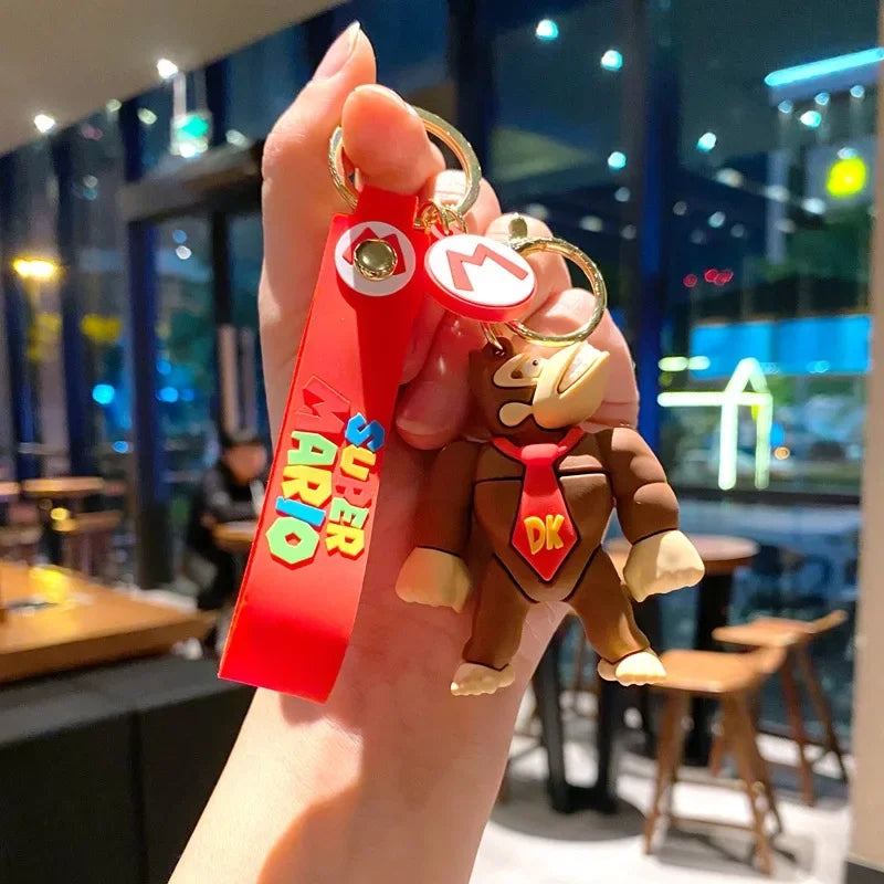 3D Super Mario Bros PVC Action Figure Toys Dolls Keychain Accesorios Luigi Yoshi Donkey Kong Mushroom for Kids Birthday Gifts