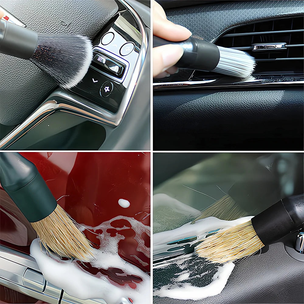 3X Bristle Air Conditioner Outlet Detail Brush Makeup Gap Cleaning Beauty Wash Small Set Handle PP Material Motorcycle Car Tools