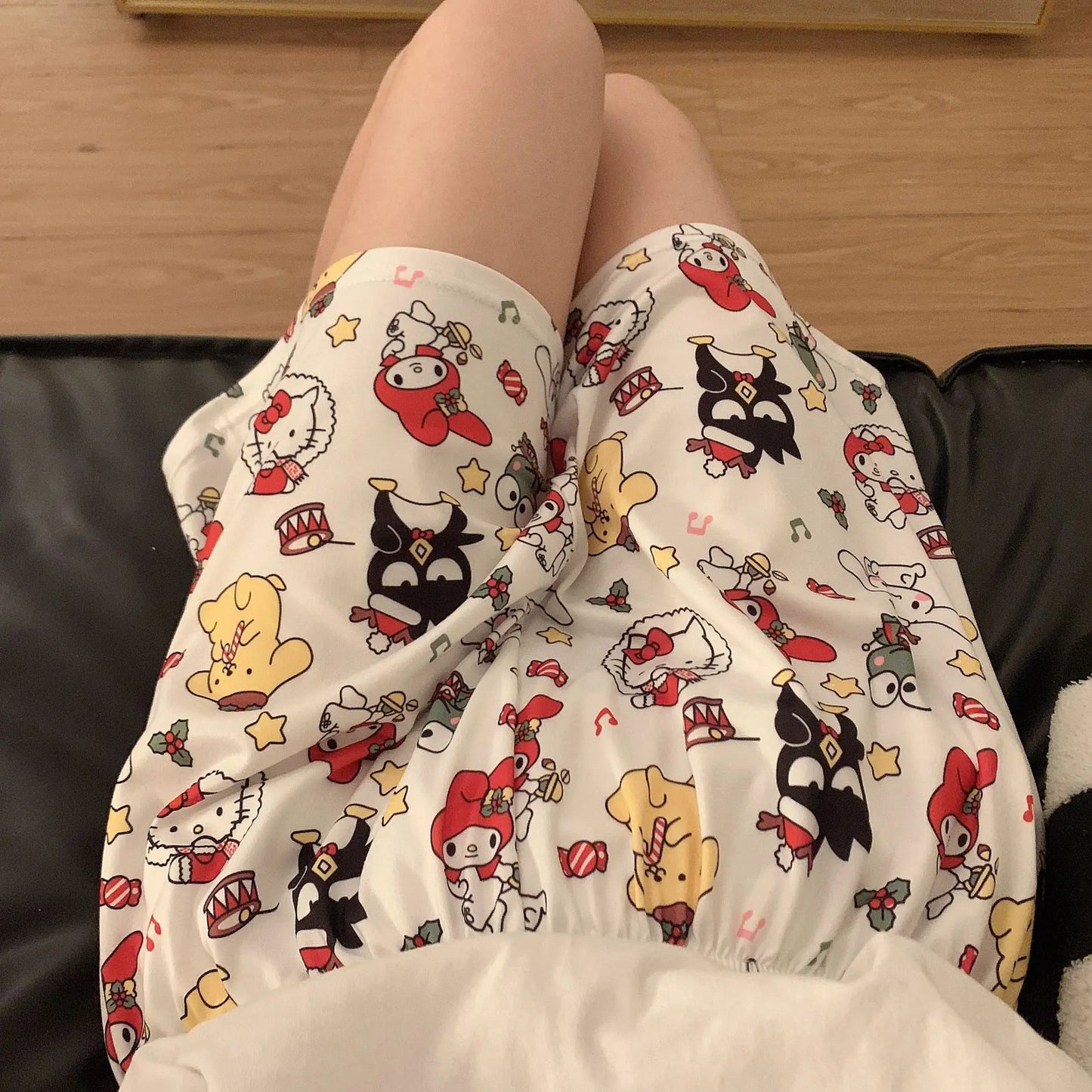 Sanrio Summer Cute Cartoon Home Pants Women's Casual Loose Shorts Can Be Weared New Style Home Kitty Pajamas