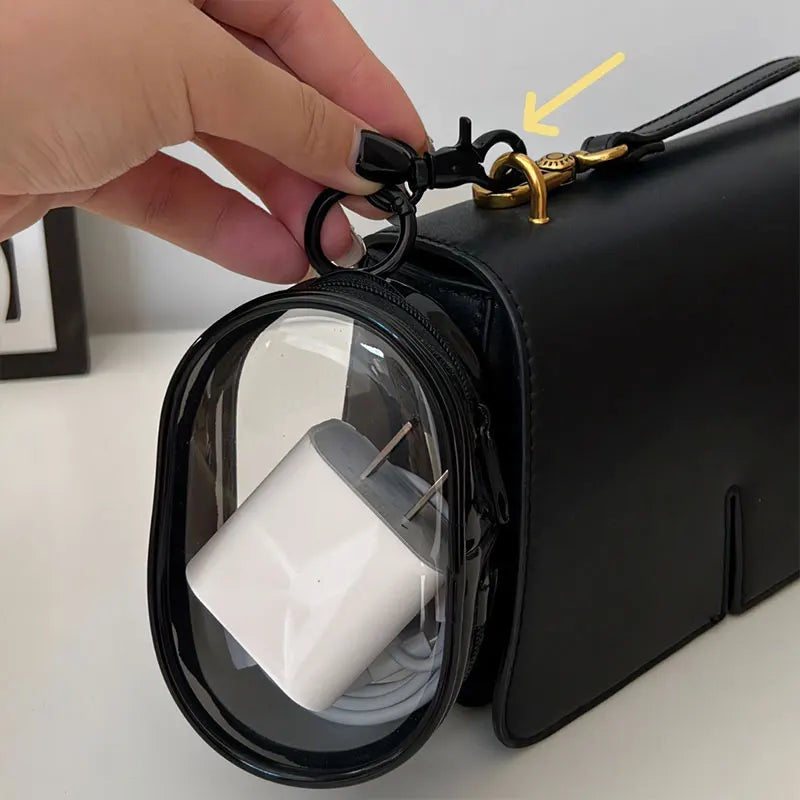 Transparent Storage Bags Keychain Data Line Coin Toys Organizer Case Thicken Clear Wallet Keyring Car Key Holder Jewelry Gifts