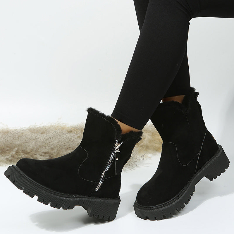 Dicke Plüsch-Schneestiefel für Damen, Wildlederimitat, rutschfeste Winterschuhe