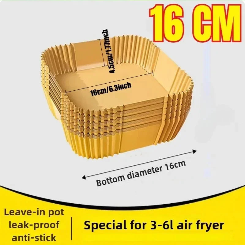 100/50/30 Stück quadratische Einweg-Papiereinlagen für die Luftfritteuse, antihaftbeschichtete, öldichte Pergamentmatte zum Kochen in der Mikrowelle, zum Backen und Grillen 