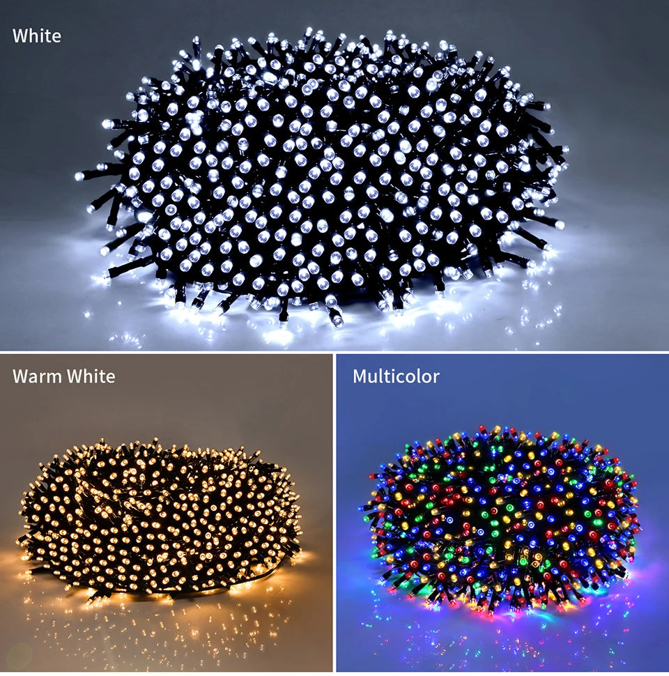 Solarbetriebene Gartenleuchten, Solar-Lichterkette für den Außenbereich, 8 Modi, wasserdichte Solar-Lichterketten für Bäume, Partys, Weihnachten 