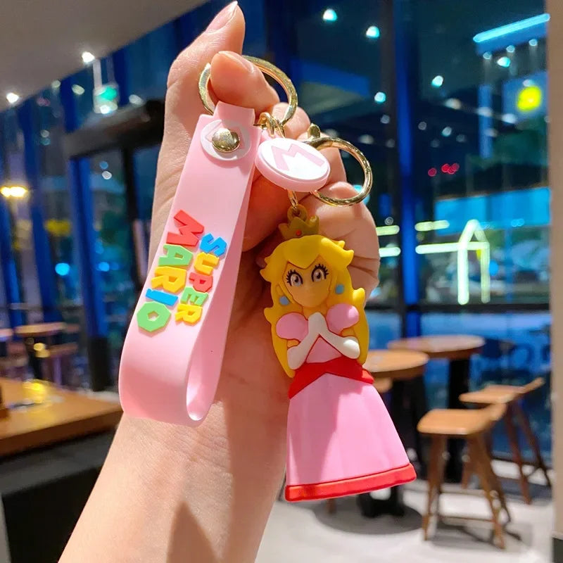 3D Super Mario Bros PVC Action Figure Toys Dolls Keychain Accesorios Luigi Yoshi Donkey Kong Mushroom for Kids Birthday Gifts