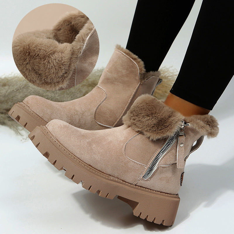 Dicke Plüsch-Schneestiefel für Damen, Wildlederimitat, rutschfeste Winterschuhe