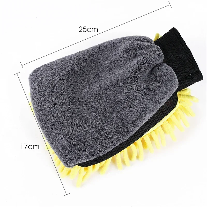 1/3/5pcs Microfiber Car Wash Mitt Waterproof Chenille Gloves Thick Car Cleaning Mitt Wax Detailing Auto Care Double-faced Glove