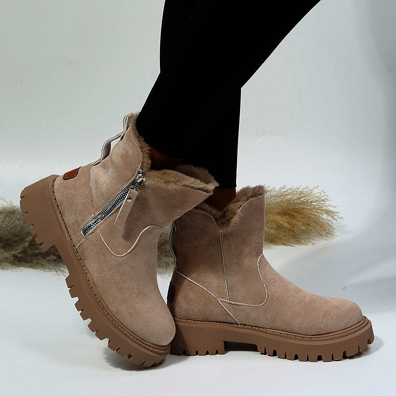 Dicke Plüsch-Schneestiefel für Damen, Wildlederimitat, rutschfeste Winterschuhe